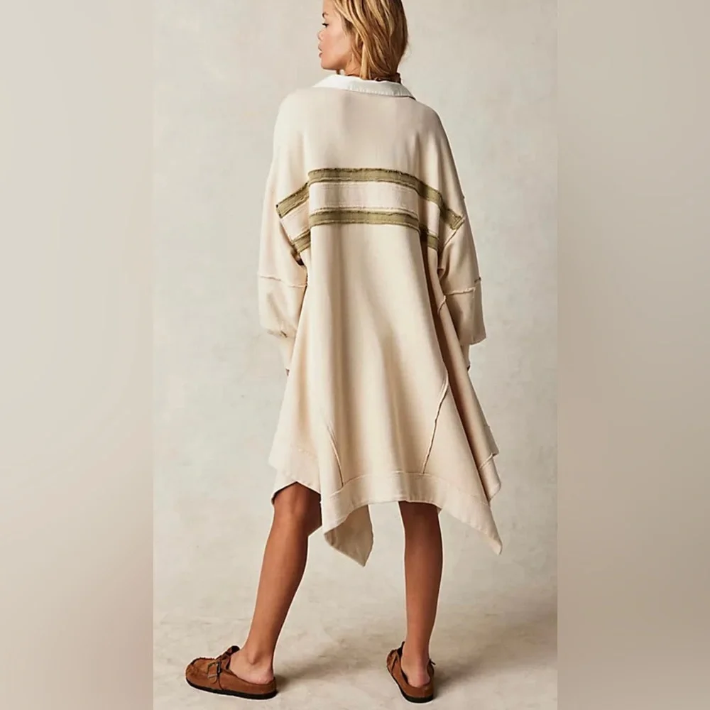 Free People Blaire Sweatshirt Dress In Oatmeal Combo - Picture 3 of 3